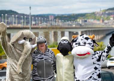 Supporters in fancy dress for Christian Aid at the Tay Bridge Cross fundraising event