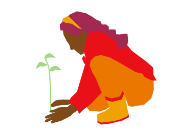 an image of a woman kneeling to plant a seed