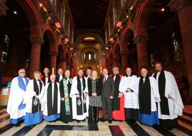 Church representatives gather in St Anne's Cathedral, County Cork for Christian Aid's 70th anniversary celebration